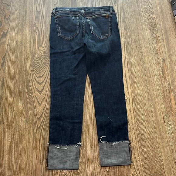 Joe's Straight Cuff-Cut Crop Jeans Mid Rise Denim Stretch Dark Wash Blue Size 27 - Picture 6 of 12